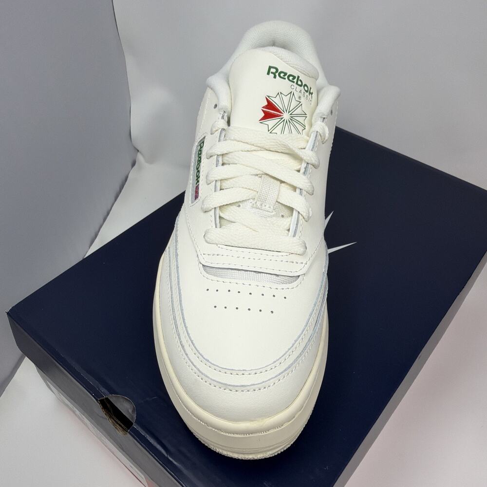 Reebok Club C Extra Platform Women’s Sneakers - Chalk/White Glen Green, Size 8 - Picture 3 of 8